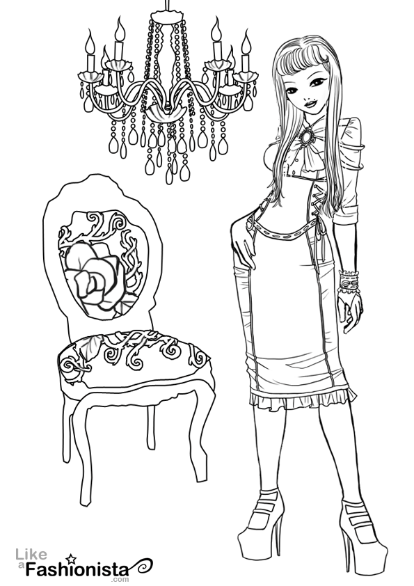 Fashionista Coloring Page #06