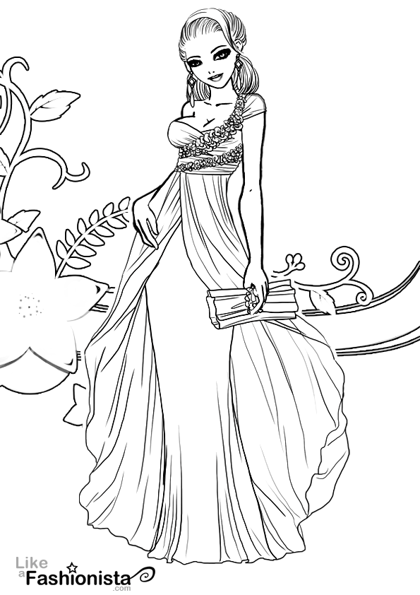 Fashionista Coloring Page #09